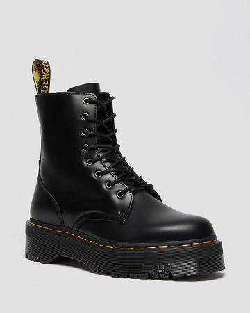 Black Women's Dr Martens Jadon Smooth Leather Platform Boots | CA 248NWY